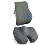 kossto Ultimate Pro Seat Cushion & Backrest Cushion Combo, Relieves Back, Coccyx Pain, Memory Foam for Orthopedic Support, for Long Sitting Hours on Office/Home Chair with 2 Years Warranty (Silver)