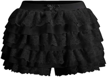 Women's Y2k Ruffle Shorts Lace Layer Bloomers Booty Cute Mini Skirt Black