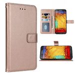 FDCWTSH Compatible with Samsung Galaxy Note 3 Wallet Case Wrist Strap Lanyard Leather Flip Cover Card Holder Stand Cell Accessories Folio Purse Phone Cases for Glaxay Note3 N9005 Women Men Rose Gold