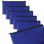 Better Office Products 6 Pack, Zippered Security Bank Deposit Bag, Leatherette, Cash Bag, Coin Bag, Utility Pouch, Blue, 6 Bags