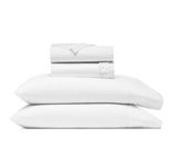 BOLL & BRANCH Signature Hemmed Sheet Set – Luxury 100% Organic Cotton – 1 Flat Sheet, 1 Fitted Sheet and 2 Pillowcases with 7” Hemline – Buttery Soft and Breathable, White, Queen