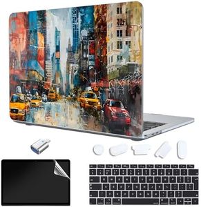 TeDaWen Funda Compatible con MacBook Air 13 Pulgadas 2023-2018， Modelo：M1 A2337 A2179 A1932,Carcasa Rígida Protector de Plástico Cubierta & EU Teclado Cubierta & Pantalla Protecto,Ciudades