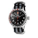 VOSTOK | Men’s Tank Commander Russian Amphibian Automatic Self-Winding Military Style Watch | WR 200 m | Model 420306 Black-Gray Strap B®