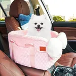 LOOBANI Center Console Dog Car Seat on Car Armrest, Comfortable Dog Car Seats for Small Dogs Cats to See Out Window Up to 12 Lbs, Portable Dog Booster Seat Fits Perfectly for Car, Travel, Home (Pink)