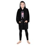 Wednesday Fleece Hoodie Blanket for Girls Teenagers - One Size Cosy Fleece Kids Oversized Hoodie - Gifts for Her (Black)