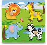 Viga Toys - 50840 - Big Wooden Knob Puzzle - Wild Animals