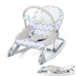 Maxmass 2-in-1 Baby Rocker, Foldable Infant Bouncer Chair with 3-Position Adjustable Backrest, Removable Toy Bar and Safety Belt, Portable Newborn Stationary Seat for 0-6 Months (Gray)