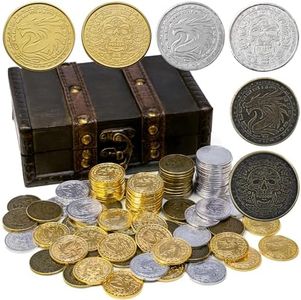 ACTIONDRAKE Metal Pirate Coins, 100 Pieces Lots of Toys Gold Coins for Board,DND Props Accessories, Treasures and Treasure chests Fantasy Dragon Coinsfor RPG Tablelap