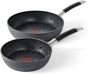 T-Fal Stone Force Platinum Non Stick Fry Pan Set 2 Piece, 8 inch and 10.5 inch, Oven Broiler Safe 400°F, Cooking Frying Pans, Kitchen Skillets, Pots and Pans Set Nonstick, Dishwasher Safe, Black