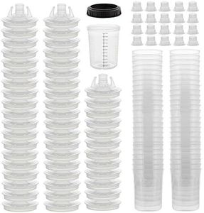 Master Paint System MPS Disposable Paint Spray Gun Cup Liners and Lid System, 50 Pack Mini Size 6 Ounce (180ml) Kit - 50 Cup Liners, 50 Lids with Strainer