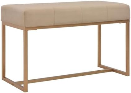 vidaXL Elegant Beige Velvet Bench - Comfortable and Stylish Seating Solution with Powder-Coated Iron Legs - Ideal for Living Room, Hall or Lounge