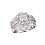 Ganquya 18K White Gold Plated Artificial Diamond Cubic Zirconia Halo Wedding Ring Set, Flash Wide Band Face Ring Eternity Engagement Promise Ring(7)