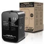 Universal Travel Adapter Universal Adapter and International Travel Adapter Perfect for Multi Country Travel Compatible in Europe Asia UK US Essential for Global Travelers with 2 High Speed USB A