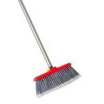 Fuller Brush Fiesta Red Kitchen Broom - Floor Sweeper w/Extendable Steel Handle & Fine Long Bristles - Dust Sweeping for Home/Kitchen & Warehouse Floors