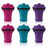 Epicurean Vacu Vin Wine Saver Vacuum Stoppers Set of 6– Blue/Pink/Purple