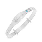 Dolce Valentina DV Children's Personalised 925 Sterling Silver Baby Boy Bangle, Boy Bracelet, Baptism, Baby Shower, Blue zirconia 0-1yrs