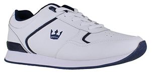 Crown King Mens/Womens Leather Lace Up/Touch Fasten Crown Green Bowling Sports Shoes Trainers UK 10 / EU 44 White/Navy - Lace