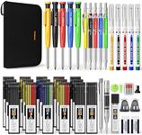 STAGEEK 49 Pack Carpenter Pencil Set with Sharpener, Carpenter Pencils with Deep Hole Long-Nib Marker Pens, Carbide Scribe Tool & Construction Pencil for Architect Woodworking with Case