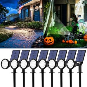 Solar Spot Lights Outdoor Waterproof, Solar Powered Halloween Lights Flag Pole Light, Landscape Spotlights for Tree, House, Yard, Garden, Christmas Decorations-8 Pack