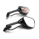 Krator Black Motorcycle Mirrors Turn Signals Left & Right Compatible with 2005-2009 Suzuki GSXR 1000 / GSX-R1000