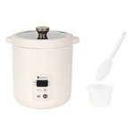 Soseki 2 Cup Mini Electric Rice Cooker - 4 Preset Recipes, 1.3qt 120v Nonstick Small 4 Cup Rice Cooker for 1-2 People (Pearl White)