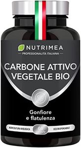 Carbone Attivo Vegetale Biologico Nutrimea I Integratore Contro Gonfiore Addominale, Flatulenza e Meteorismo I Allevia i Disturbi Intestinali I 60 capsule