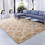 Unirea 6x9 Feet Luxury Shag Area Rug Modern Indoor Plush Fluffy Rugs, Super Soft and Fuzzy Carpet, Geometric Moroccan Rugs for Bedroom Living Room Girls Kids Nursery, Brown/White