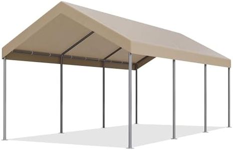 JAMFLY Carport 10 x 20 ft Heavy Duty Carport Car Canopy with Powder-Coated Steel Frame, Portable Garage for Car, Boat, Shelter Party Tent with 180g PE Tarp for Wedding, Garden