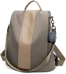 Women Backpack Purse Waterproof Nylon Anti-theft Rucksack Lightweight School Shoulder Bag (Khaki Large)