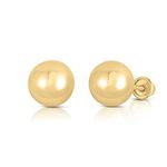 14k Yellow Gold Ball Stud Earrings with Secure Screw-backs, Yellow Gold, No Gemstone