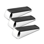 XFORT 3 Pack Door Wedge Polished Chrome, Door Jammer, Non-Slip Solid Rubber Grip with Anti-Scratch Surface Door Stopper, for Any Internal Door