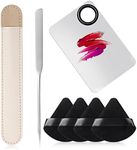 Etercycle 7-in-1 Makeup Spatula Korean and Powder Puff Set - Professional Cosmetic Palette with Triangle Puff for Eye Shadow, Eyelashes, Body Loose Powder - Wet and Dry Makeup Tool