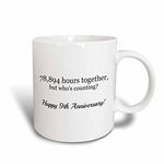 3dRose Mug_224654_6"Happy 9Th Anniversary 78894 Hours Together" Two Tone Blue Mug, 11 oz, Blue/White