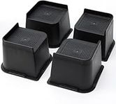 Bed Risers 4 Inch, 4 Pack Bed Furniture Risers, Heavy Duty Square Couch Frame Lift for Sofa, Chair, Table, Cabinet and Bunk Bedpost, Black