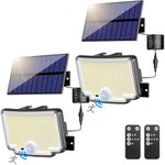 nipify 2 Pack Solar Security Lights Outdoor Motion Sensor, [310LED/3 Mode & Remote] Solar Lights Outdoor, IP65 Solar Powered Pir Wall Lights with Split Solar Flood Lights with Sensor for Garden, Yard