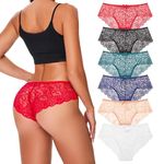 ZOOEASS Lace Underwear for Women Seamless Sexy Mid Rise Hipster Panties,Breathable Ladies Briefs Stretch Soft 6 Pack(Set A-M)