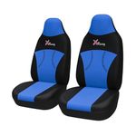 TOYOUN Universal Front Seat Covers Armrest Compatible, Front Car Seat Covers for Most Cars Trucks SUV Van High Back Bucket Seat Seat Covers 2pc Auto Seat Covers Protector, Blue