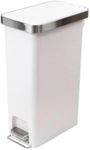 EKO EK6268-40L-WH Pedal Type Trash Can Slim Step Bin White 14.9 gal (40 L) with Lid No Inner Box