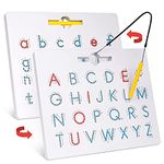 Gamenote Double Sided Magnetic Letter Board - 2 in 1 Alphabet Magnets Tracing Board for Toddlers ABC Letters Uppercase & Lowercase Practicing Learning Education Toys