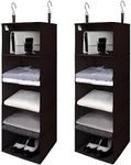 GRANNY SAYS 5-Shelf Hanging Closet Organizer, Hanging Shelves for Closet Storage, Collapsible Hanging Shelf Organizer for Clothes Organization, Black, 12 ¼" D X 12 ¼" W X 45 ½" H, 2-Pack