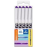 Pilot V PEN - Erasable Disposable Fountain Pen - 0.6mm Nib Tip - Medium Line - Wallet Pack of 5 - Violet Ink