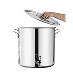 Stock Pot with Spigot - Stainless Steel Stock Pot, Round Stock Pot with Soft-Touch Handles, Stainless Steel Soup Stockpot Composite Bottom 5-65L Wine Bucket,Thicken Milk Can with Tap Stock Pot (Size