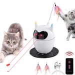 TBTeek Cat Toys for Indoor Cats Adult, 2 in 1 Interactive Cat Toys, Rotating Feather &Red light, USB Rechargeable Automatic Cat Toy for Boredom,USB Rechargeable, Long standby Kitten Toys