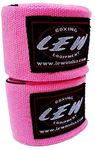 LEW Mexican Style Boxing 180" Pink with Elastic Hand & Wrist Support Hand Wraps