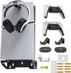 PSS Wall Mount Stand For PS5 Regular/PS5 Slim Bracket , Wall stand for PS5 Slim/PS5 Normal (Disc and Digital Edition), with 2 Controller holder and 1 Headphone holder (PS5 Accessories)