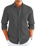 COOFANDY Men's Long Sleeve Button Up Dress Shirt Casual Untucked Button Down Wrinkle Free Fitted Fashion Shirts Grey