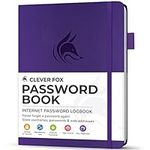 Clever Fox Password Book with alphabetical tabs. Internet Address Organizer Logbook. Small Pocket Password Keeper for Website Logins (Purple)
