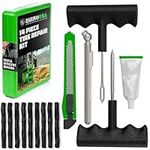 Rhino USA Compact Tire Repair Kit (14-Piece) – Heavy Duty Plug Set with Included Lubricant to Fix Punctures and Seal Flats – Tubeless Tool for Car, Motorcycle, ATV, UTV, RV & Trailer
