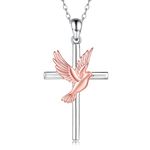 APOTIE Sterling Silver Cross Dove Necklace - Faith Hope Pendant Christian Jewelry Gifts for Women, Sterling Silver, No Gemstone