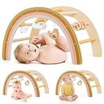 Tiny Land Baby Play Gym, Wooden Play Gym for Baby 0-5 Months, Wooden Baby Play Gym, Wood Play Gym, Wooden Baby Toys, Neutral Color